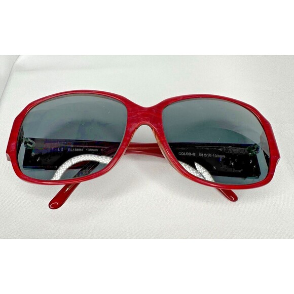 ELLE EL18884 Women's Full Frame Trendy Oval Designer Sunglasses 58-16-130 Red - Picture 2 of 9